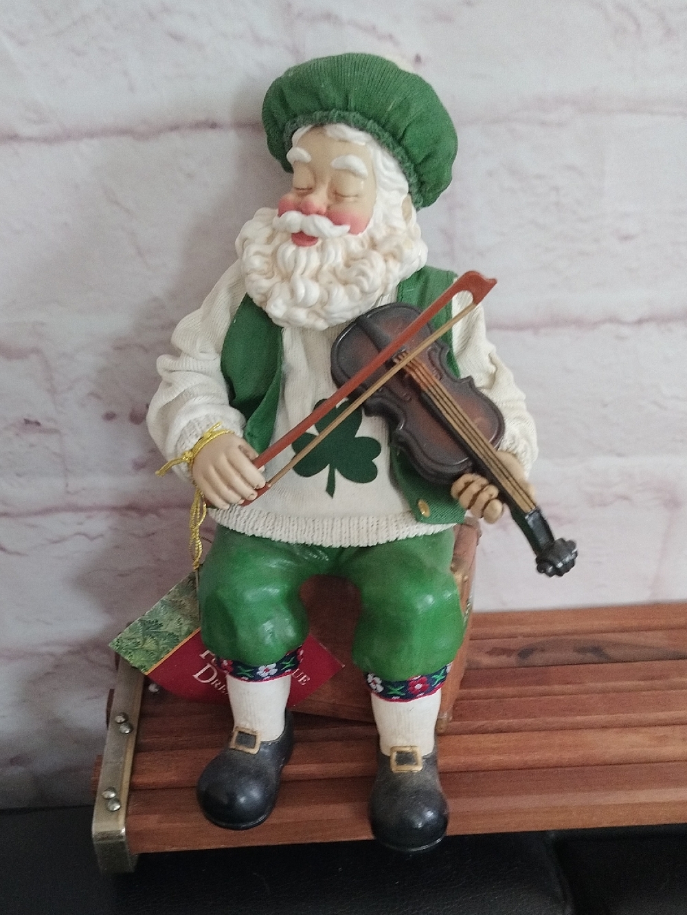 Festive Green Shamrock Fiddler Holiday Figurine